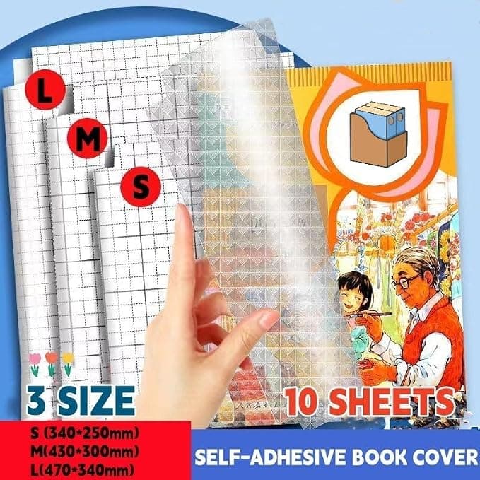 Self-Adhesive Transparent Book Cover (Pack of 10) view 3